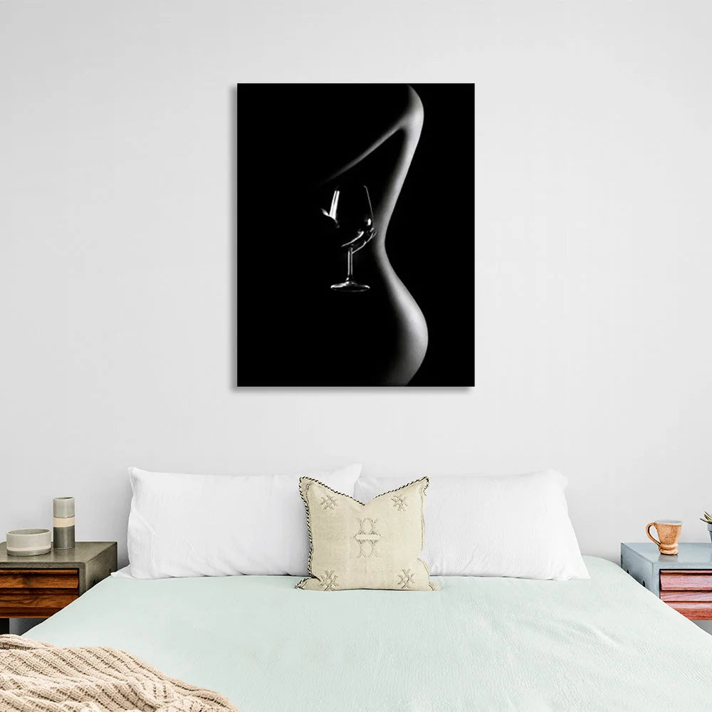 girl's and a glass Canvas Wall Art Print