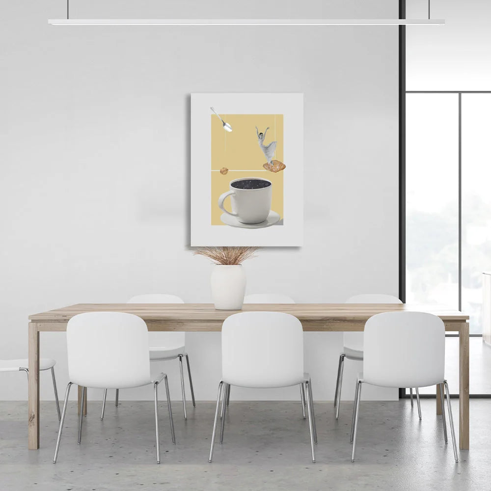 Leinwandbild „Eine Tasse Kaffee und eine Ballerina“ für die Küche