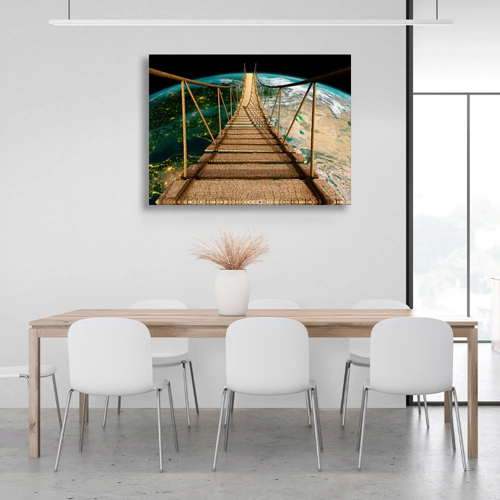 Leinwandbild „Eine Seilbrücke über dem Planeten Erde“