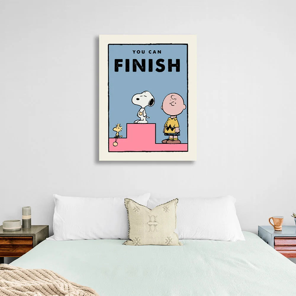 Ein Podest mit einem Hündchen auf dem ersten Platz Motivierender Kunstdruck auf Leinwand