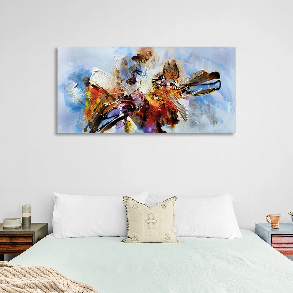 Abstraction in dark shades on a light blue background Abstraction Canvas Wall Art Print