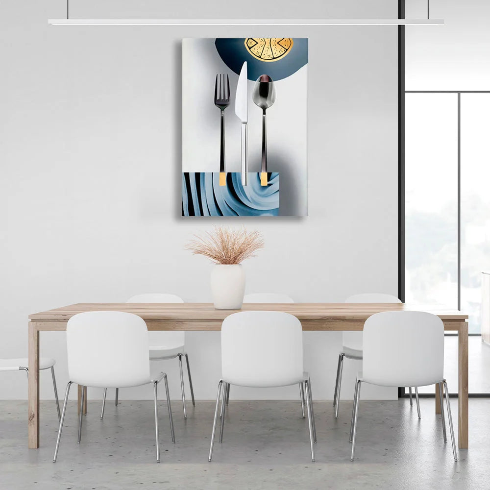 Abstraktes Besteck auf Leinwand, Kunstdruck für die Küche