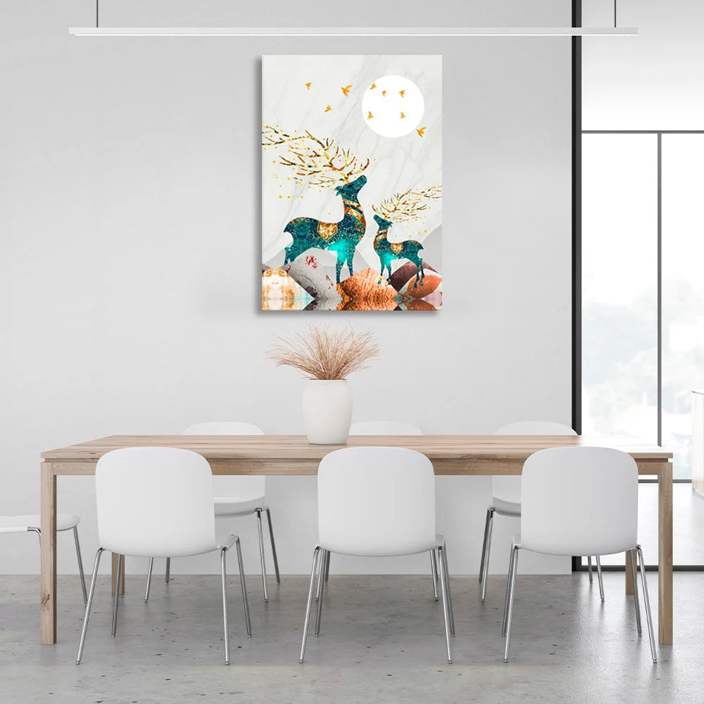 Abstraktion Hirsche Abstraktion Leinwand Wand Kunstdruck