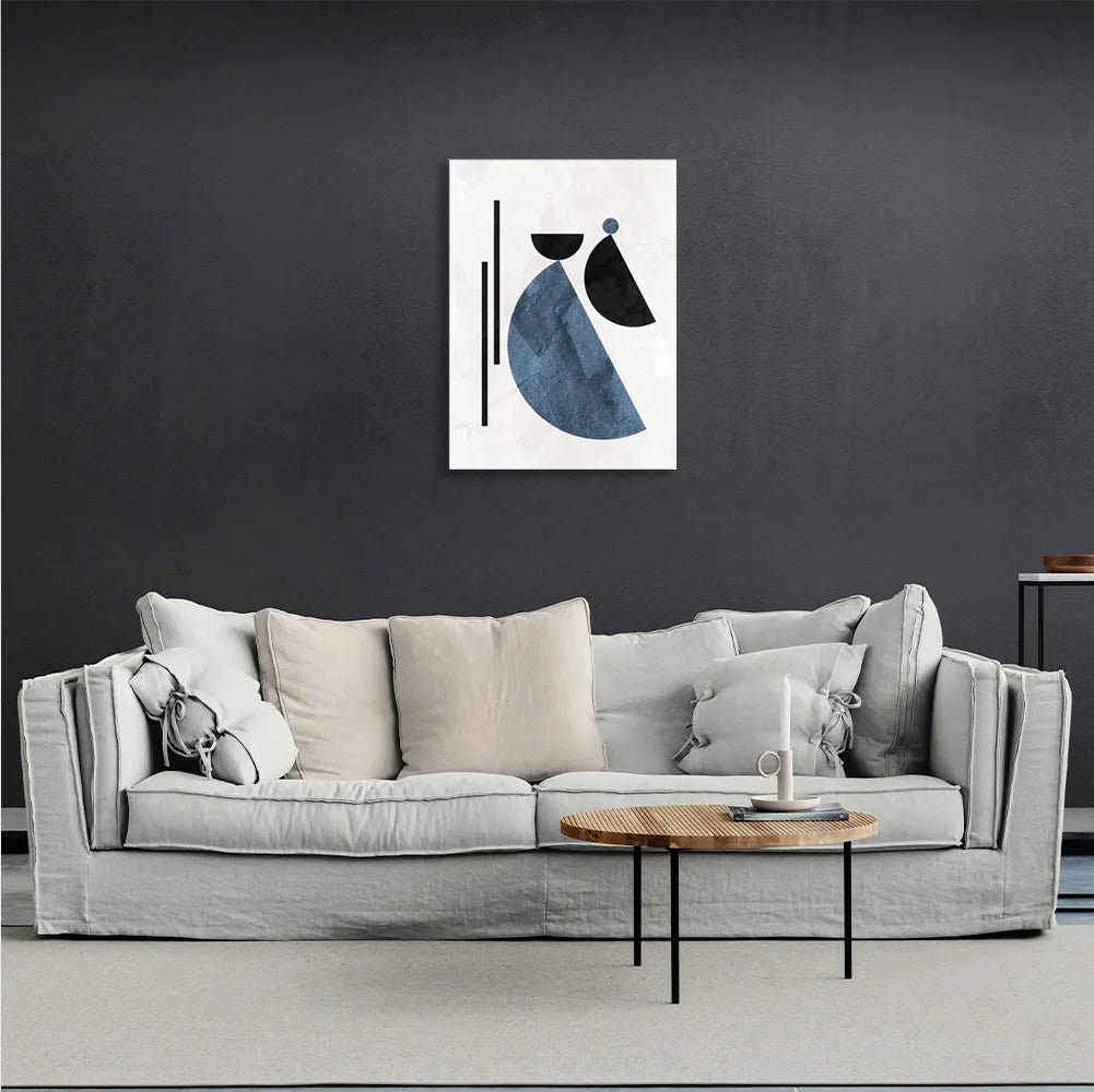 Abstraction geometric black and blue figures Abstraction Canvas Wall Art Print