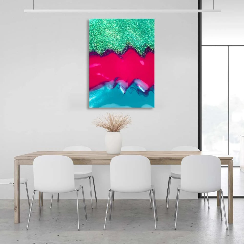 Abstraction Canvas Wall Art Print Yellow-blue paint splashes