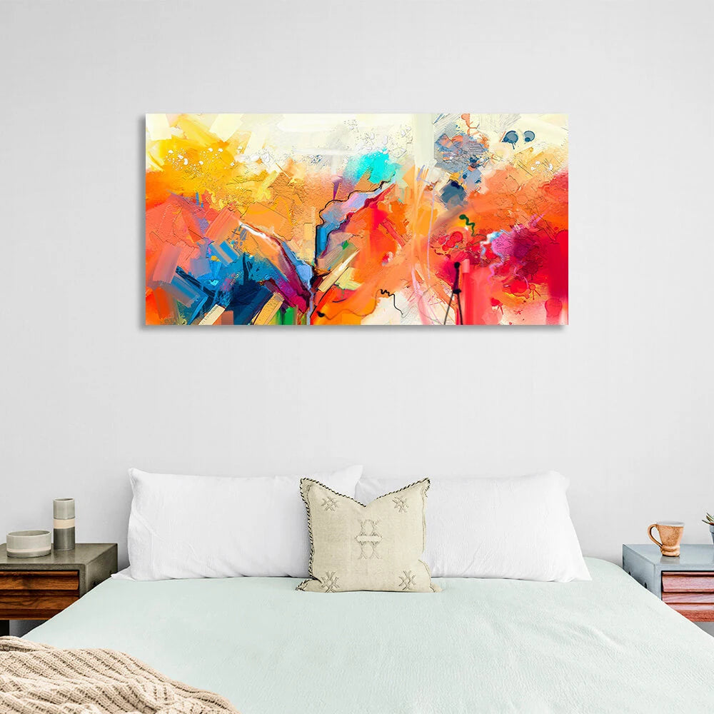 Abstraction red blue yellow Abstraction Canvas Wall Art Print