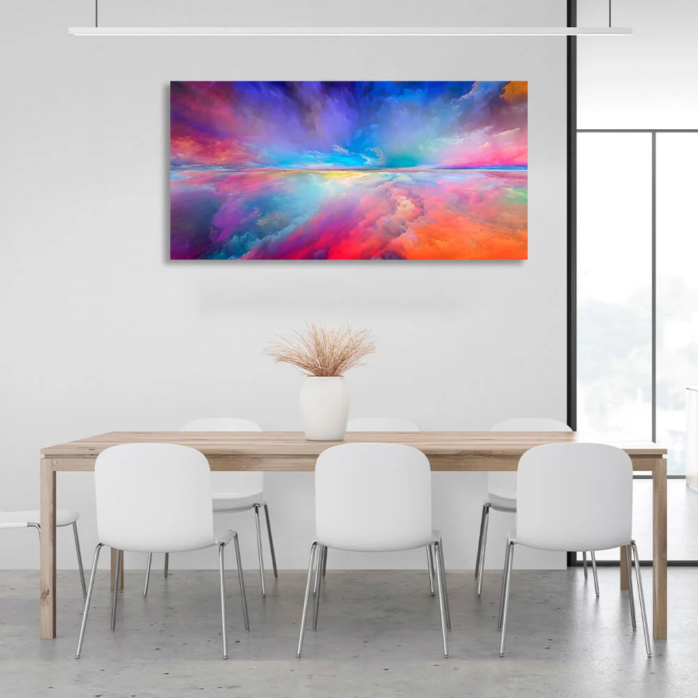 Abstraction in the color blue red orange Abstraction Canvas Wall Art Print