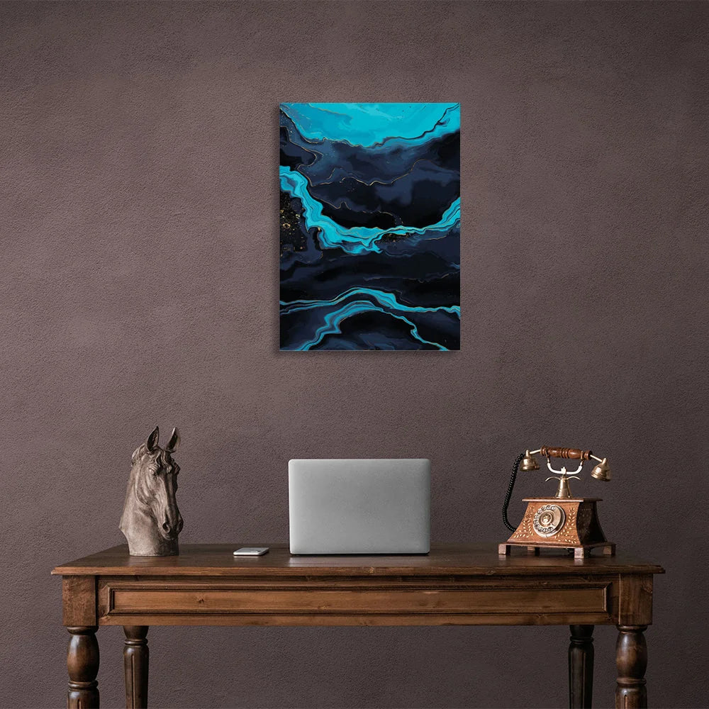 Abstraction navy-blue Abstraction Canvas Wall Art Print