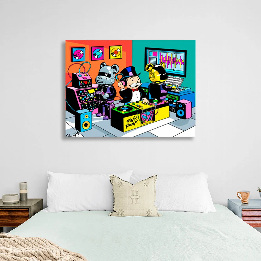 Kunstdruck auf Leinwand mit dem Titel „Alec Monopoly DJ“