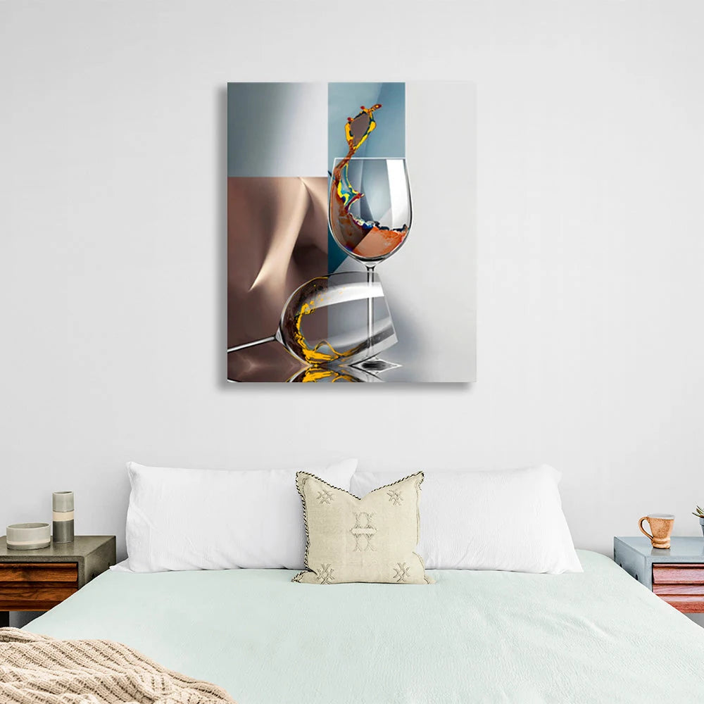 Abstraktion Zwei Weingläser Leinwand Wand Kunstdruck für Küche