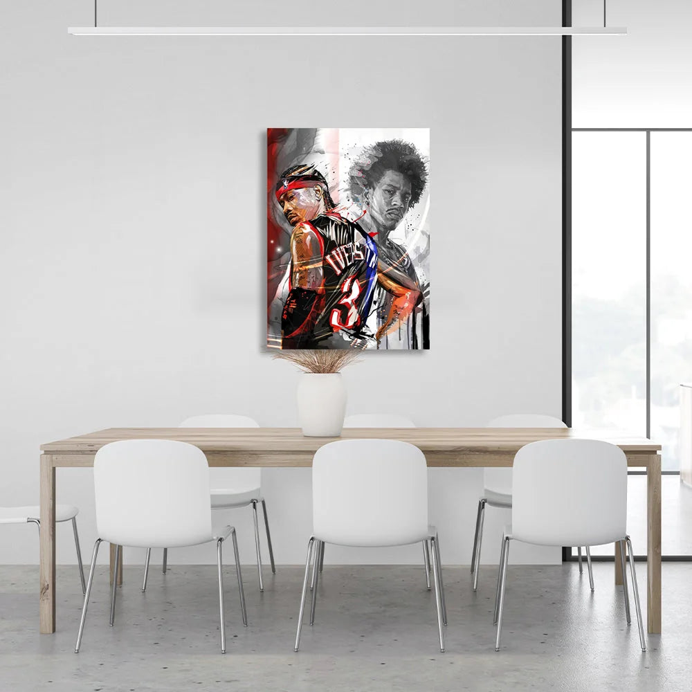Kunstdruck auf Leinwand mit dem amerikanischen Basketballspieler Allen Iverson