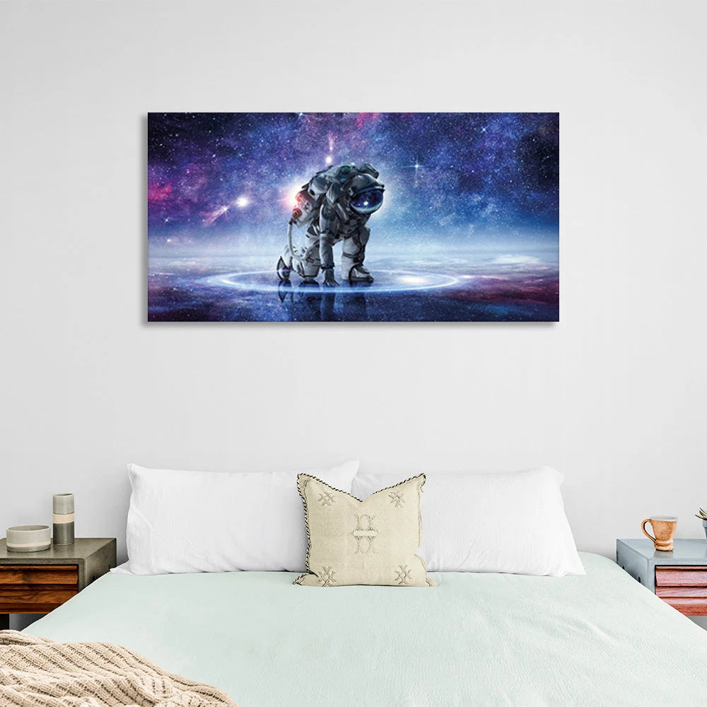Leinwandbild Astronaut auf Sternenhintergrund