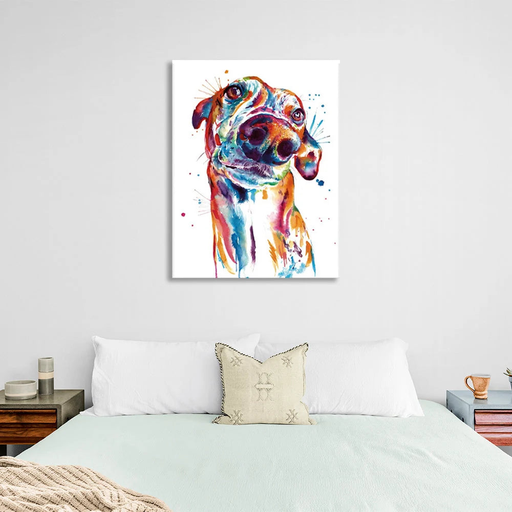 Leinwandbild „Schöner Hund auf weißem Hintergrund“