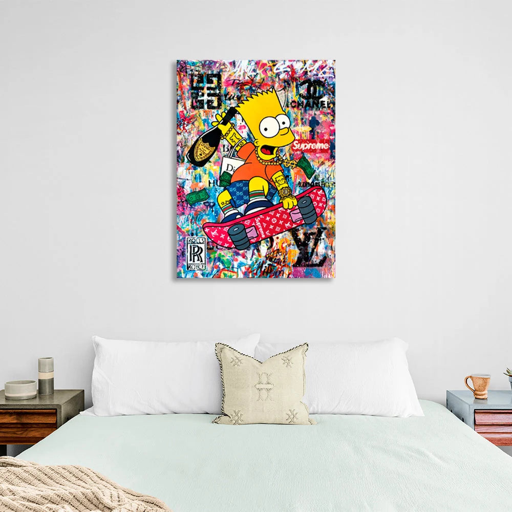 Leinwandbild „Bart auf einem Skateboard“