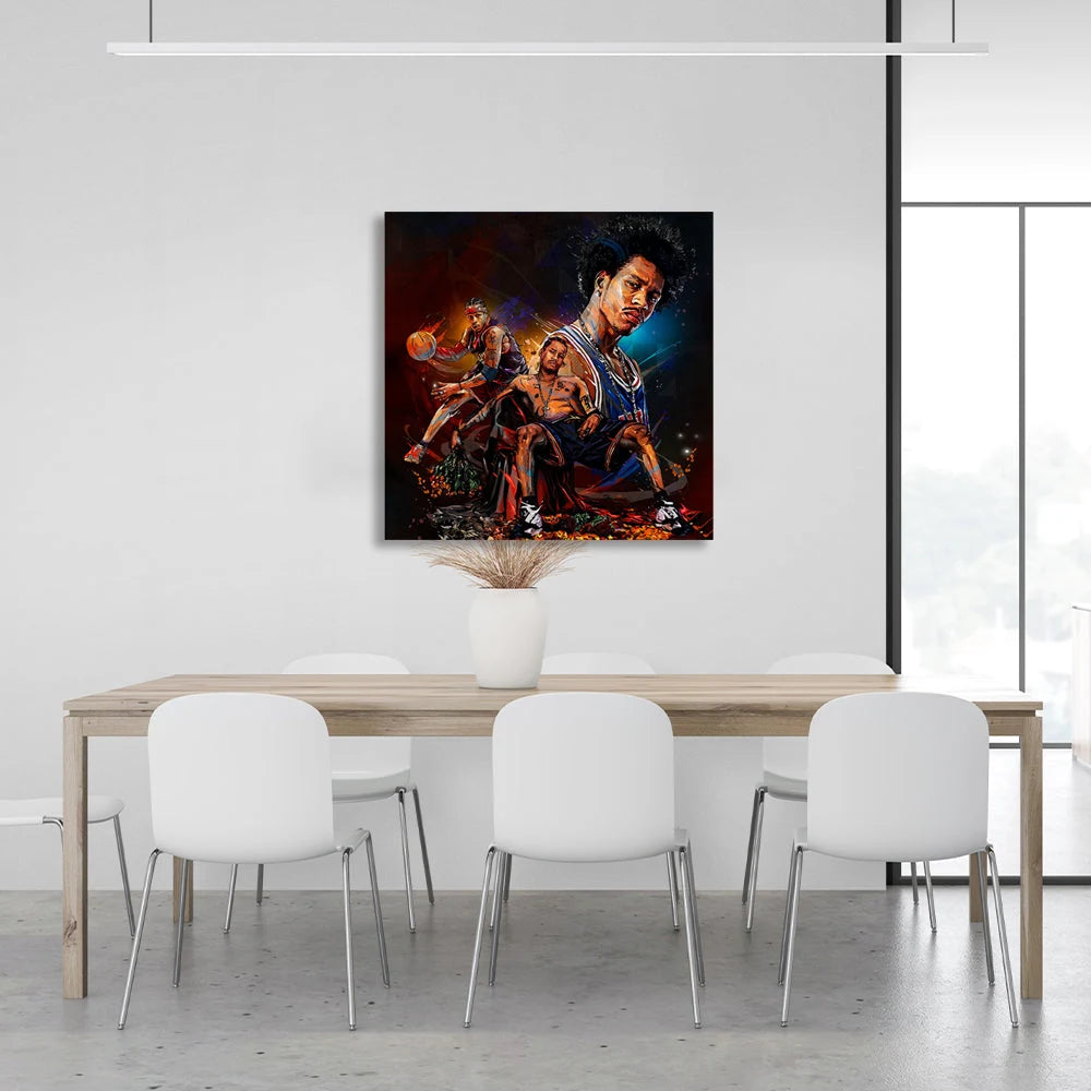 Basketballspieler Allen Iverson, eine Philadelphia-Legende, Kunstdruck auf Leinwand