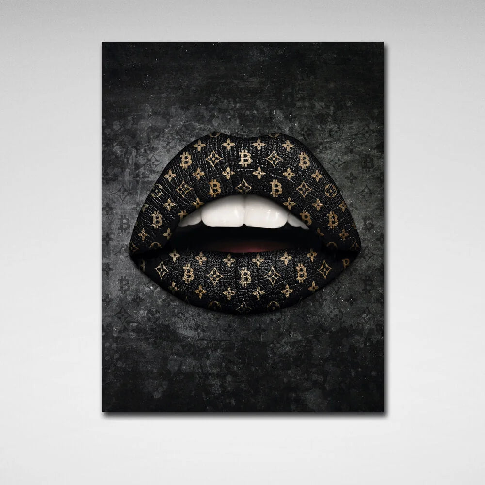 Bitcoin Lips Canvas Wall Art Print
