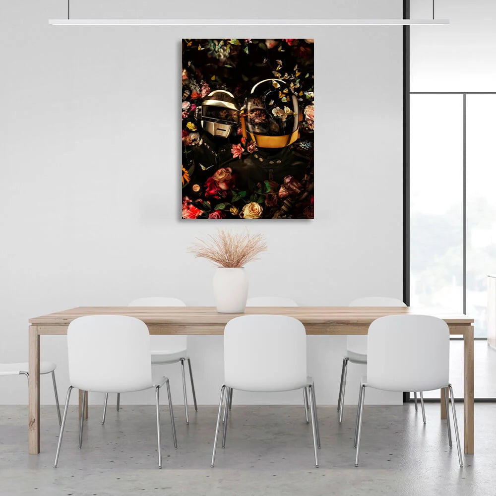 Biker in Blumen und mit Schmetterlingen Adams Schöpfung Leinwand Wand Kunstdruck
