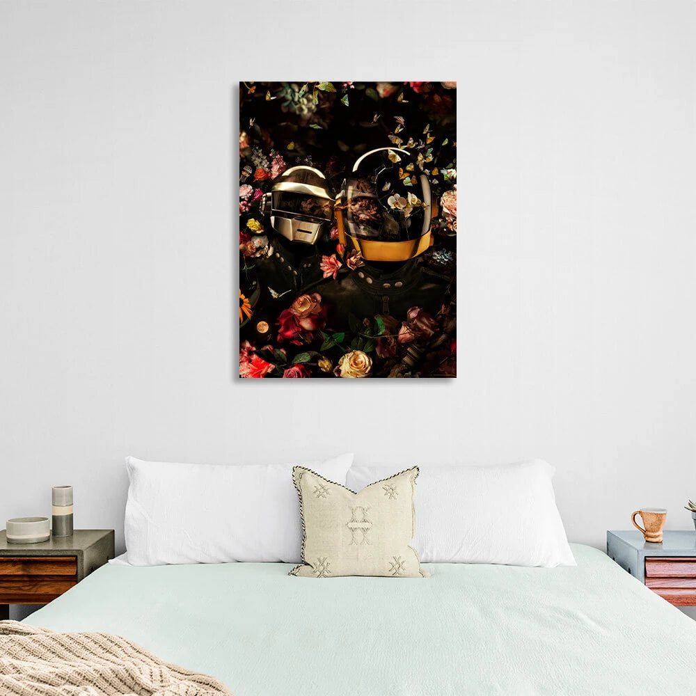 Biker in Blumen und mit Schmetterlingen Adams Schöpfung Leinwand Wand Kunstdruck