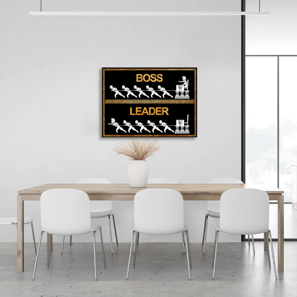 Boss Leader – Motivierender Kunstdruck auf Leinwand, Schwarz und Gold