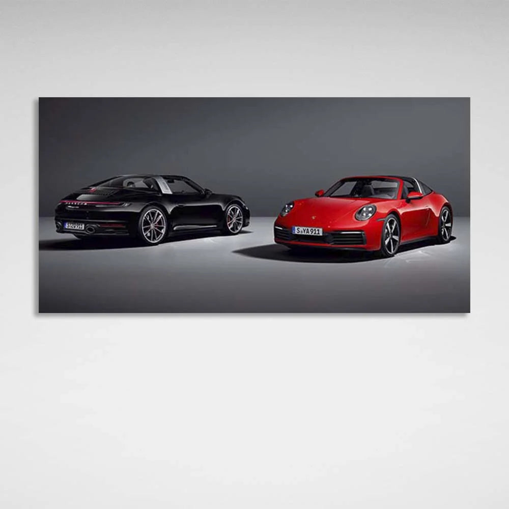 Leinwandbild, Wandbild, Auto, schwarz und rot, Porsche 911 Targa
