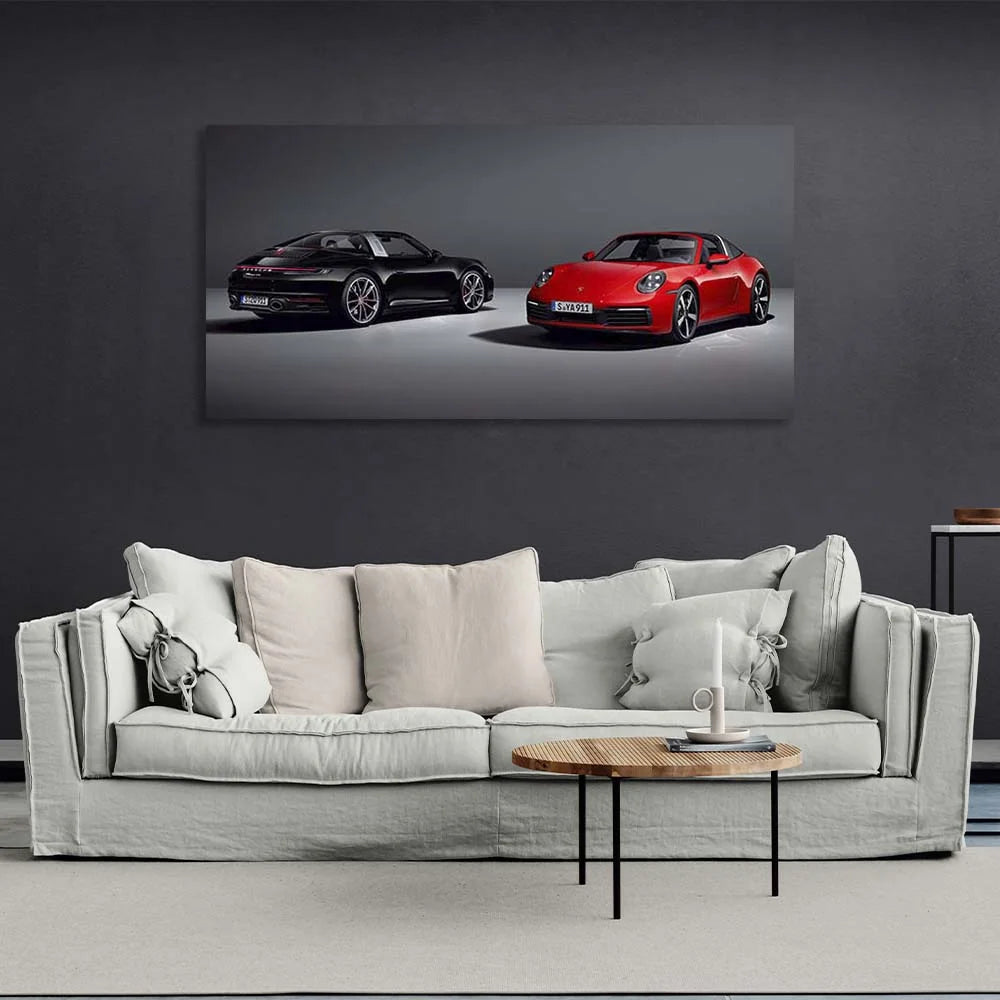 Leinwandbild, Wandbild, Auto, schwarz und rot, Porsche 911 Targa
