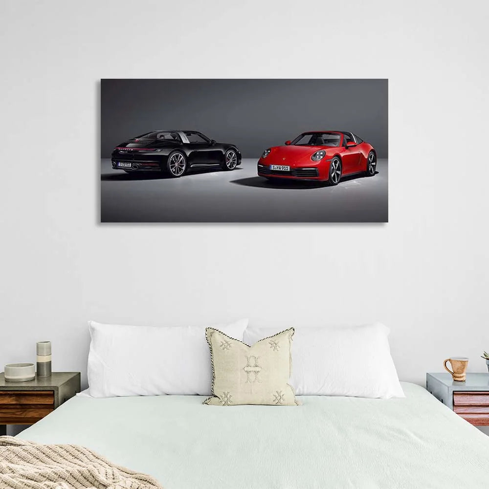 Leinwandbild, Wandbild, Auto, schwarz und rot, Porsche 911 Targa