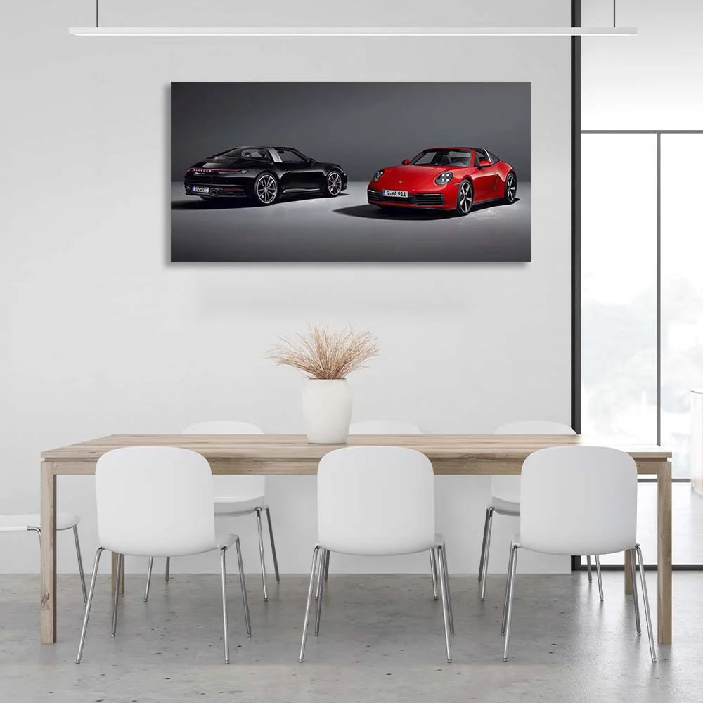Leinwandbild, Wandbild, Auto, schwarz und rot, Porsche 911 Targa