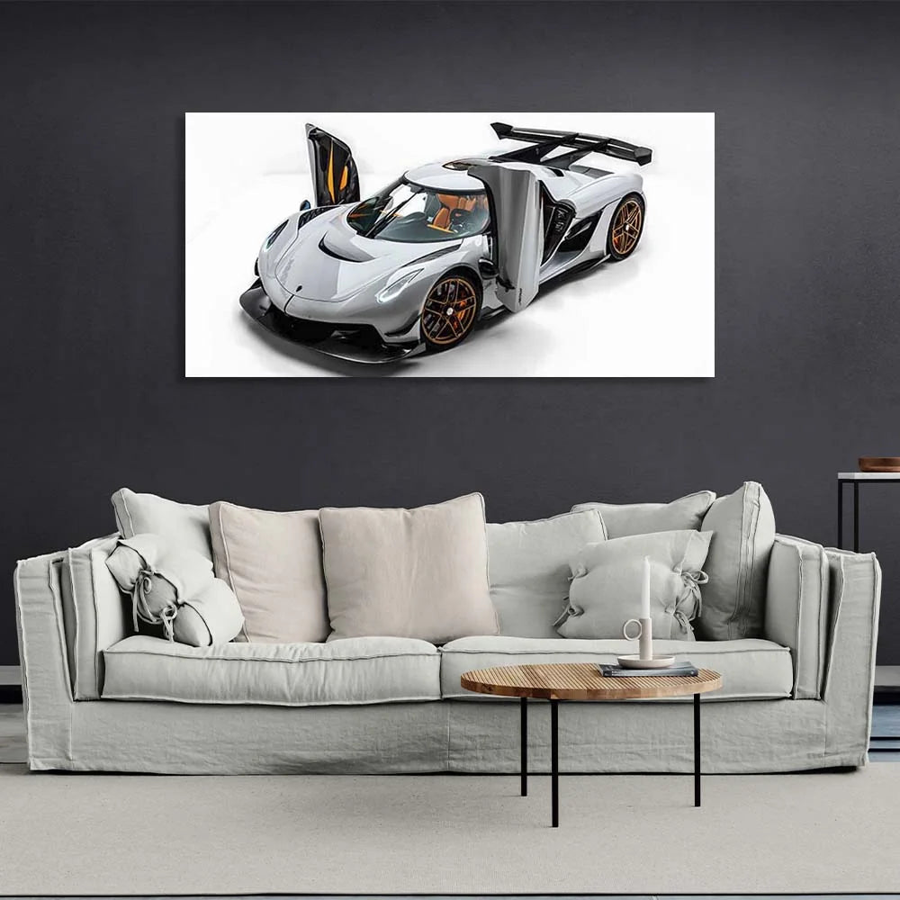 Leinwandbild, Wandbild, Auto, Koenigsegg Jesko Attack, Weiß