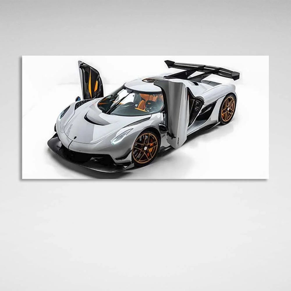 Leinwandbild, Wandbild, Auto, Koenigsegg Jesko Attack, Weiß