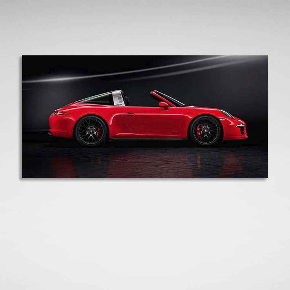 Canvas Wall Art Print Car Red Porsche 911 Targa 4 GTS