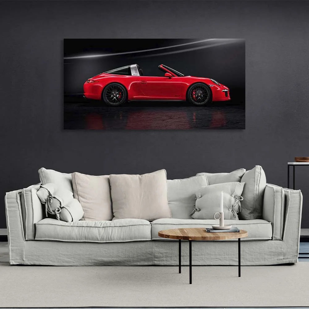 Canvas Wall Art Print Car Red Porsche 911 Targa 4 GTS