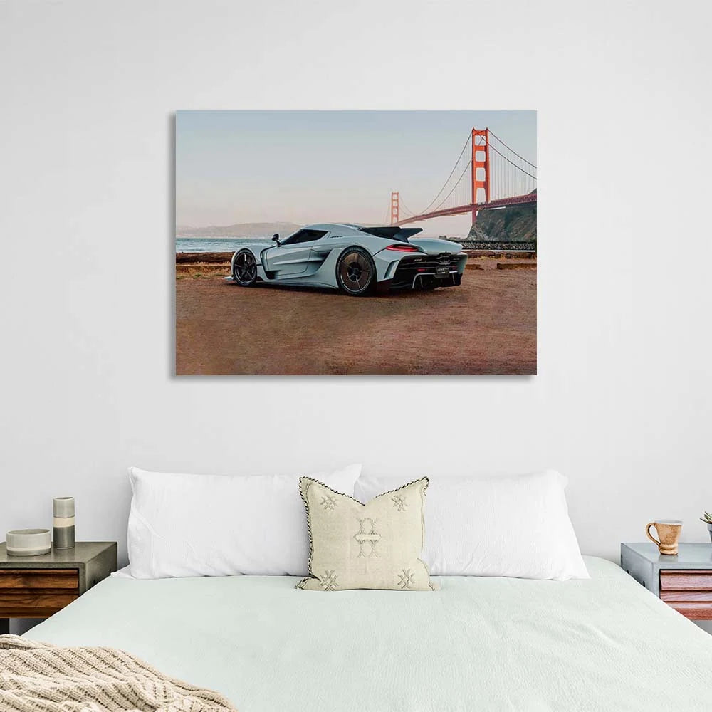 Leinwandbild, Wandbild, Auto, Koenigsegg Jesko, absolut weiß