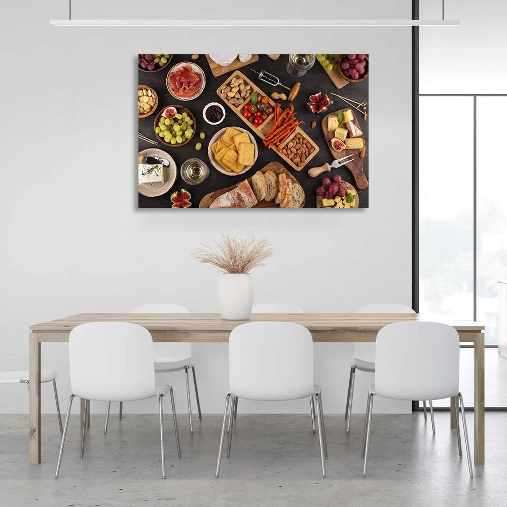 Kunstdruck auf Leinwand für Party-Snacks in der Küche.