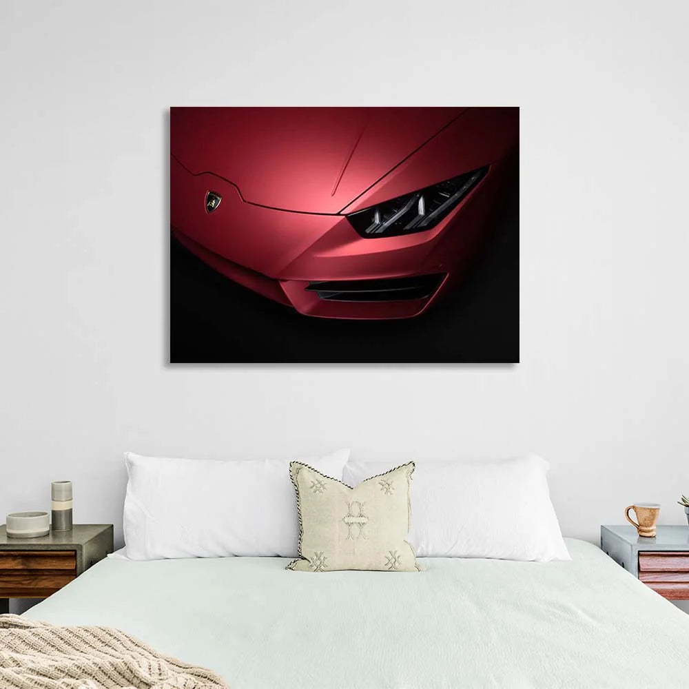 Leinwandbild, Wandbild, Frontscheinwerfer, roter Lamborghini