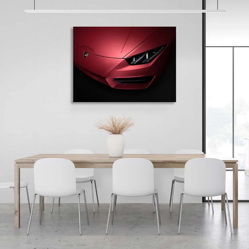 Leinwandbild, Wandbild, Frontscheinwerfer, roter Lamborghini