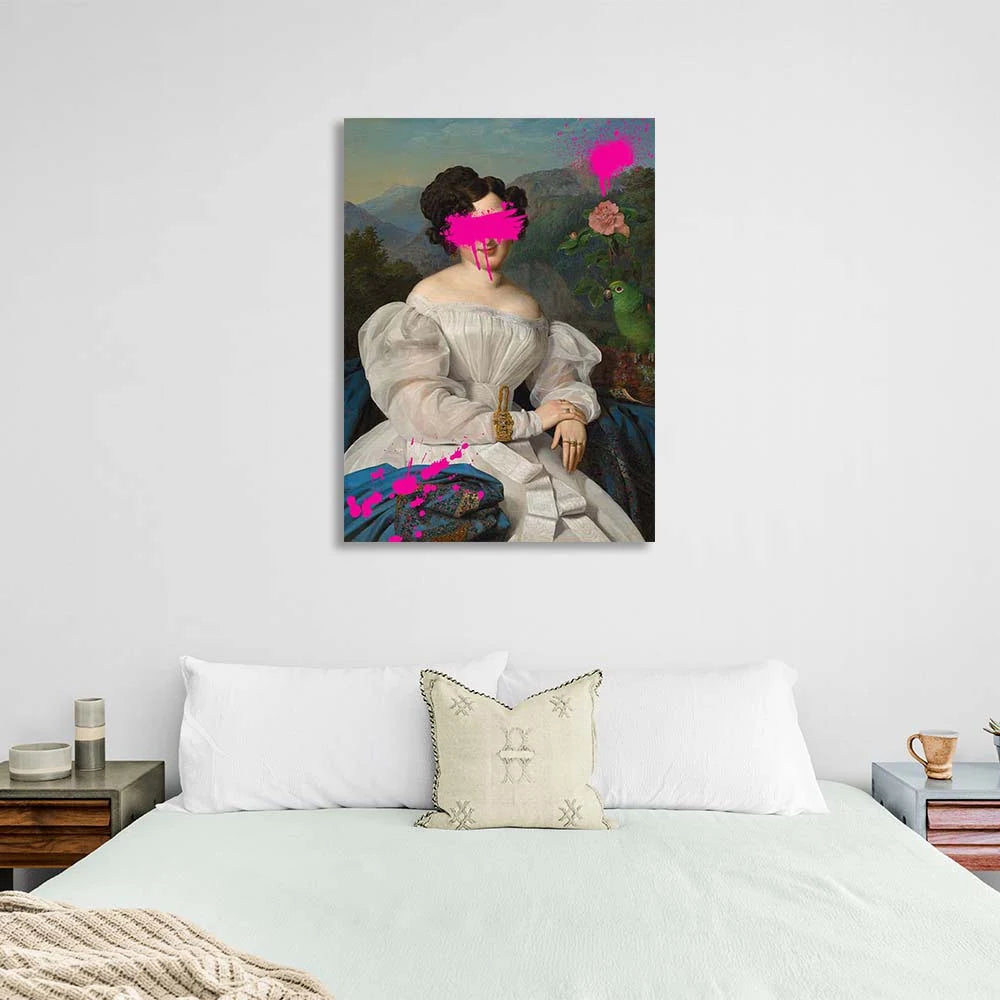 Leinwandbild, Wandbild, Porträt von Vorontsova mit rosa Farbe im Gesicht