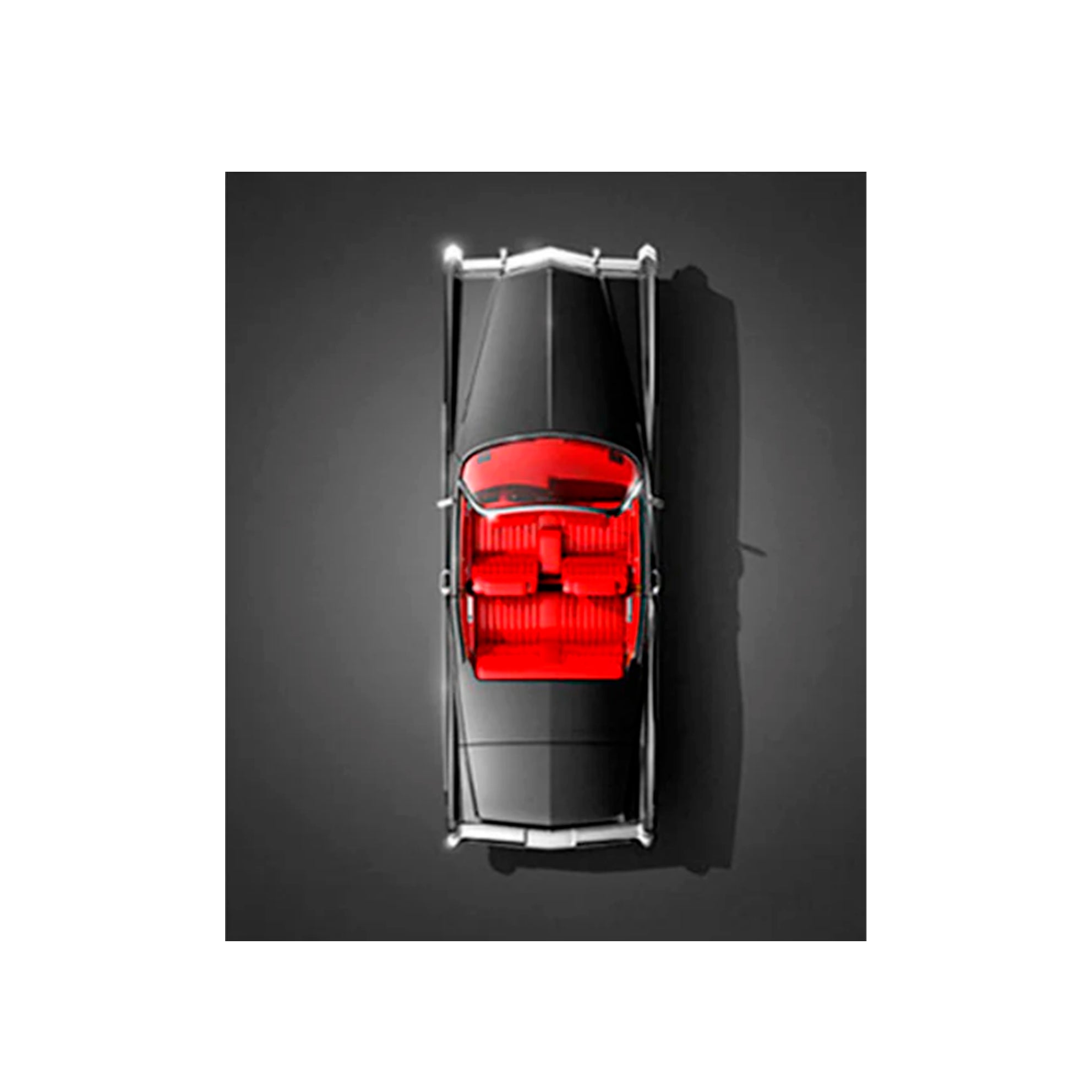 Car black color with red interior on black background Canvas Wall Art Print