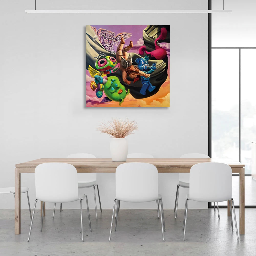 Cartoon characters in a variety of colors Canvas Wall Art Print