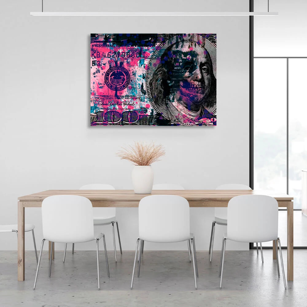 Leinwandbild „Dollar mit Farbe“, inspirierender Wanddruck