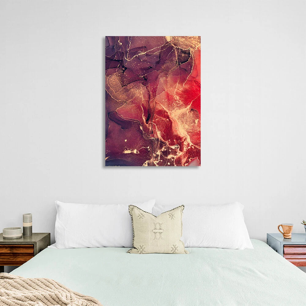 Dark purple abstract with red hues Abstraction Canvas Wall Art Print