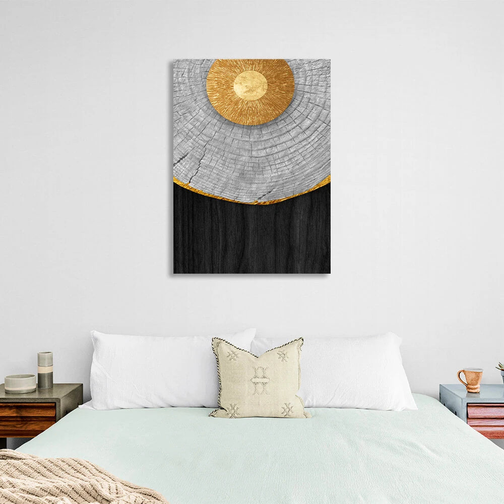 Dark blue abstract with yellow details Abstraction Canvas Wall Art Print