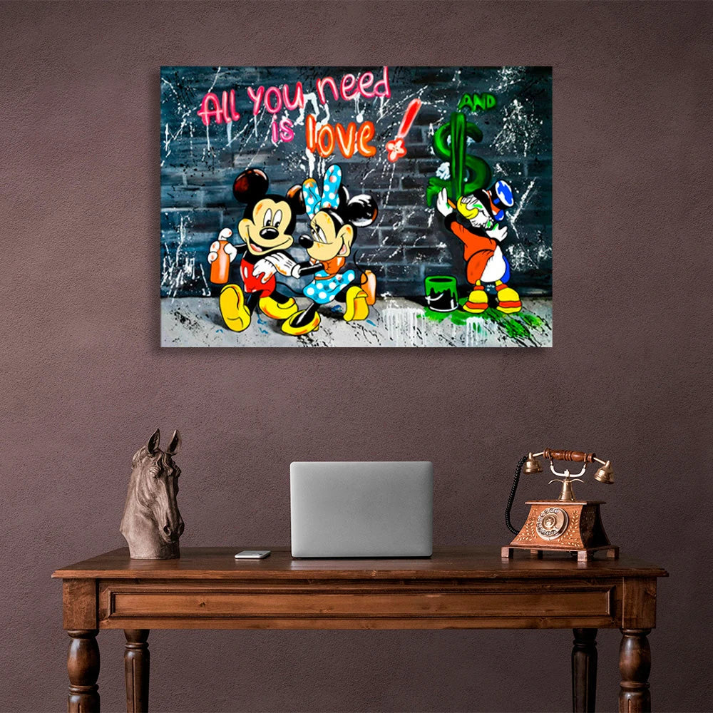 Kunstdruck auf Leinwand mit Disney-Figuren