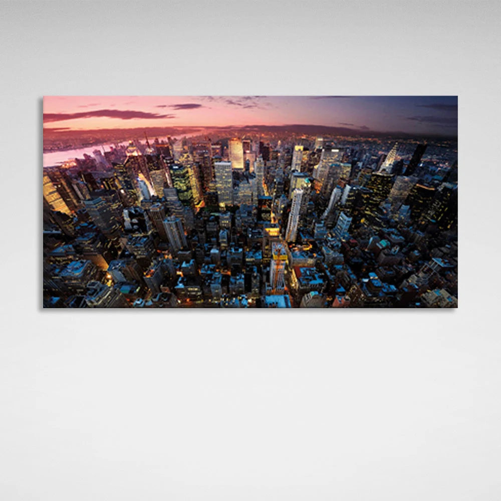 Evening big city Canvas Wall Art Print