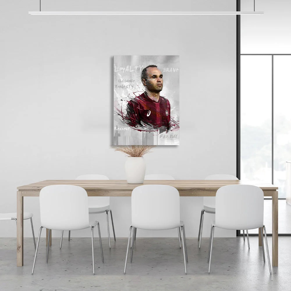 Kunstdruck auf Leinwand mit Fußballspieler Andres Iniesta