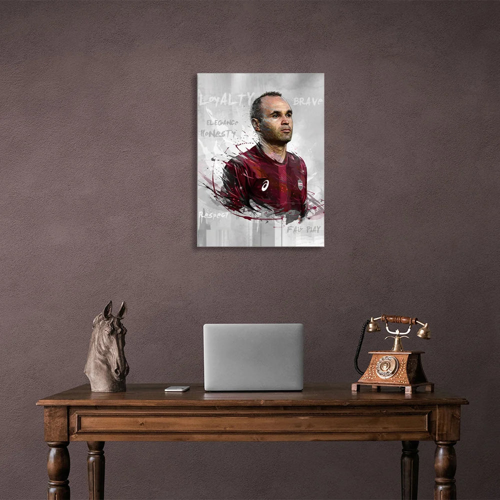 Kunstdruck auf Leinwand mit Fußballspieler Andres Iniesta