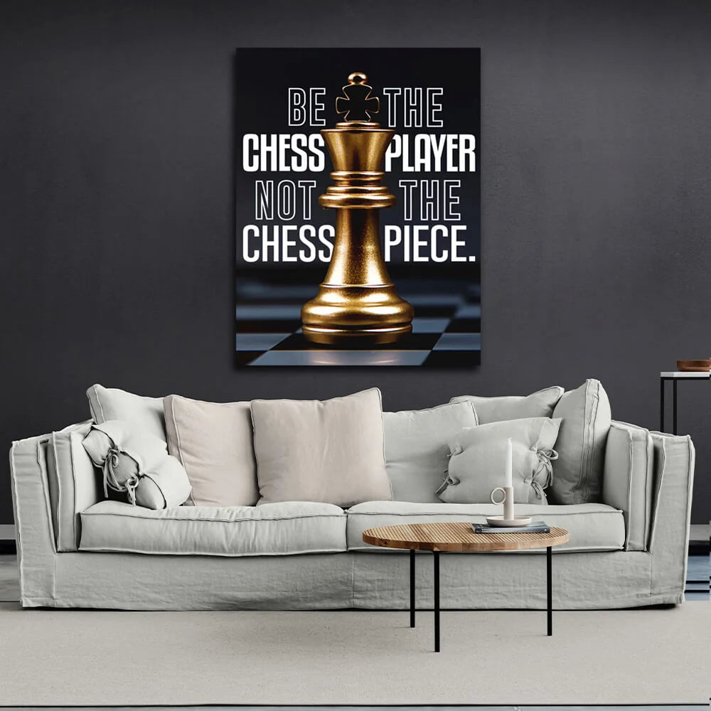 Zur Motivation Schachkönig Gold Motivierender Leinwand-Kunstdruck