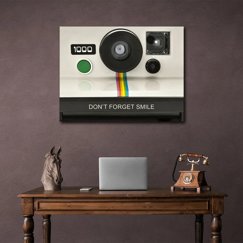 Zur Motivation Vergessen Sie nicht zu lächeln Motivierender Kunstdruck auf Leinwand