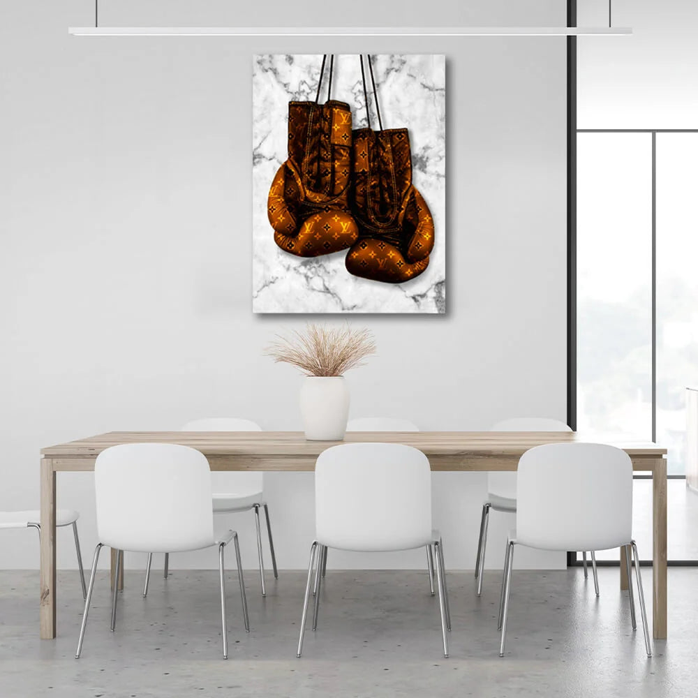 Zur Motivation LV Boxhandschuhe Motivierender Leinwand-Kunstdruck