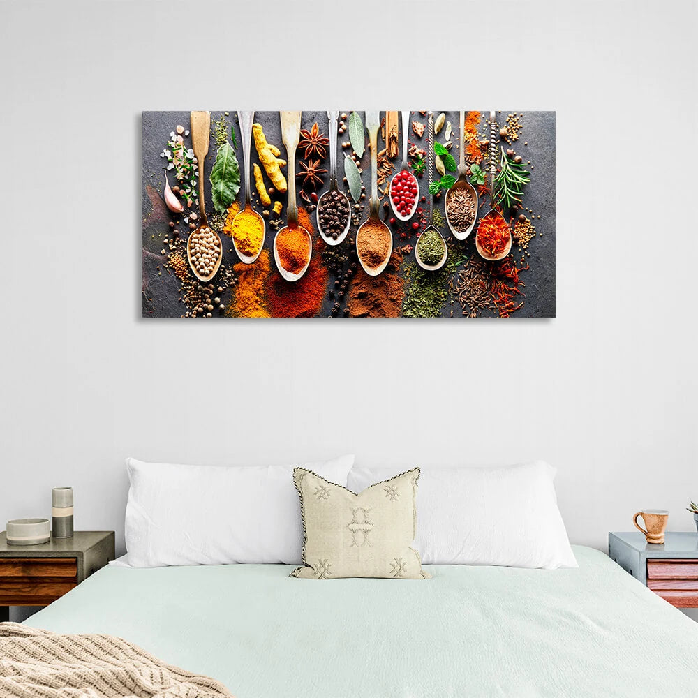 For the kitchen Spoonfuls of spices and condiments Canvas Wall Art Print For Kitchen