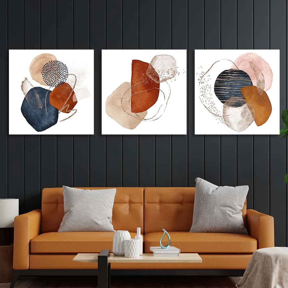 Kunstdruck auf Leinwand, mehrteilig, geometrische Figuren